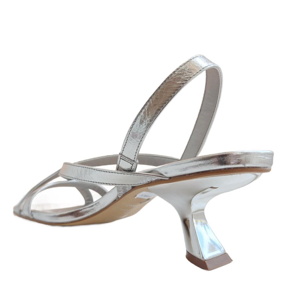 NEW CARRANO women's heeled strappy sandal in metallic silver - Picture 2 of 4